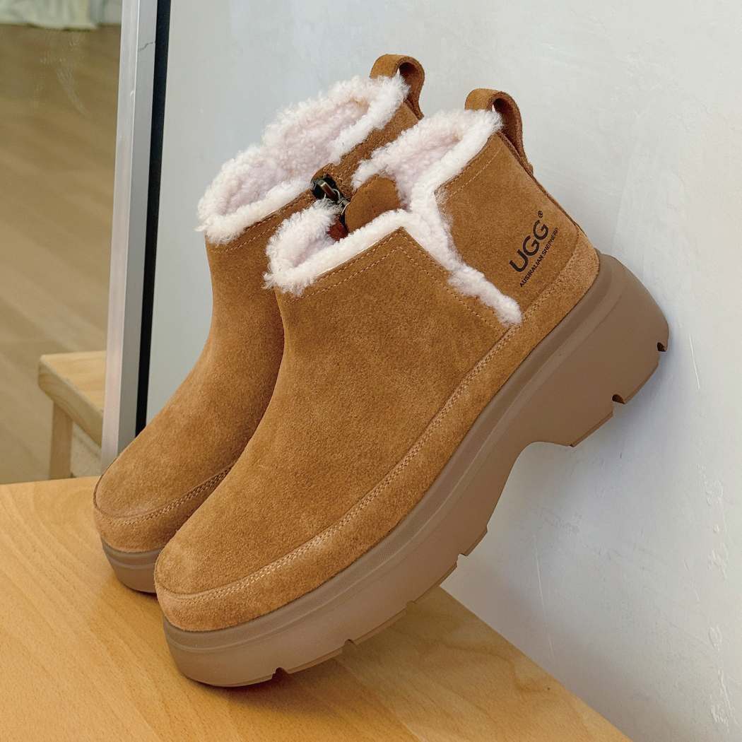 AUSTRALIAN SHEPHERD® Sheepskin Wool Zip Chunky Ankle Boots AS 3158