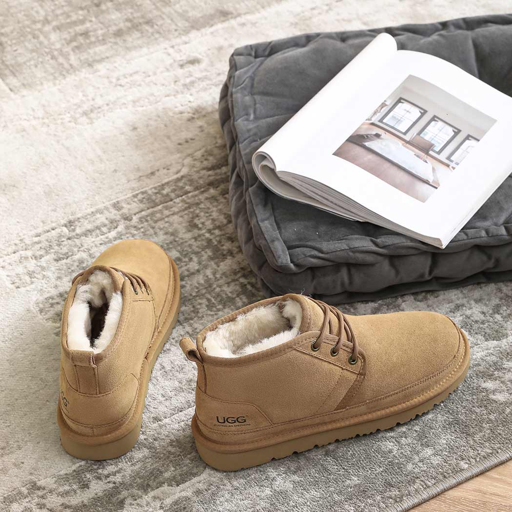 AUSTRALIAN SHEPHERD® UGG Boots Men Sheepskin Wool Lace-Up Ankle Casual Leonard AS 4007