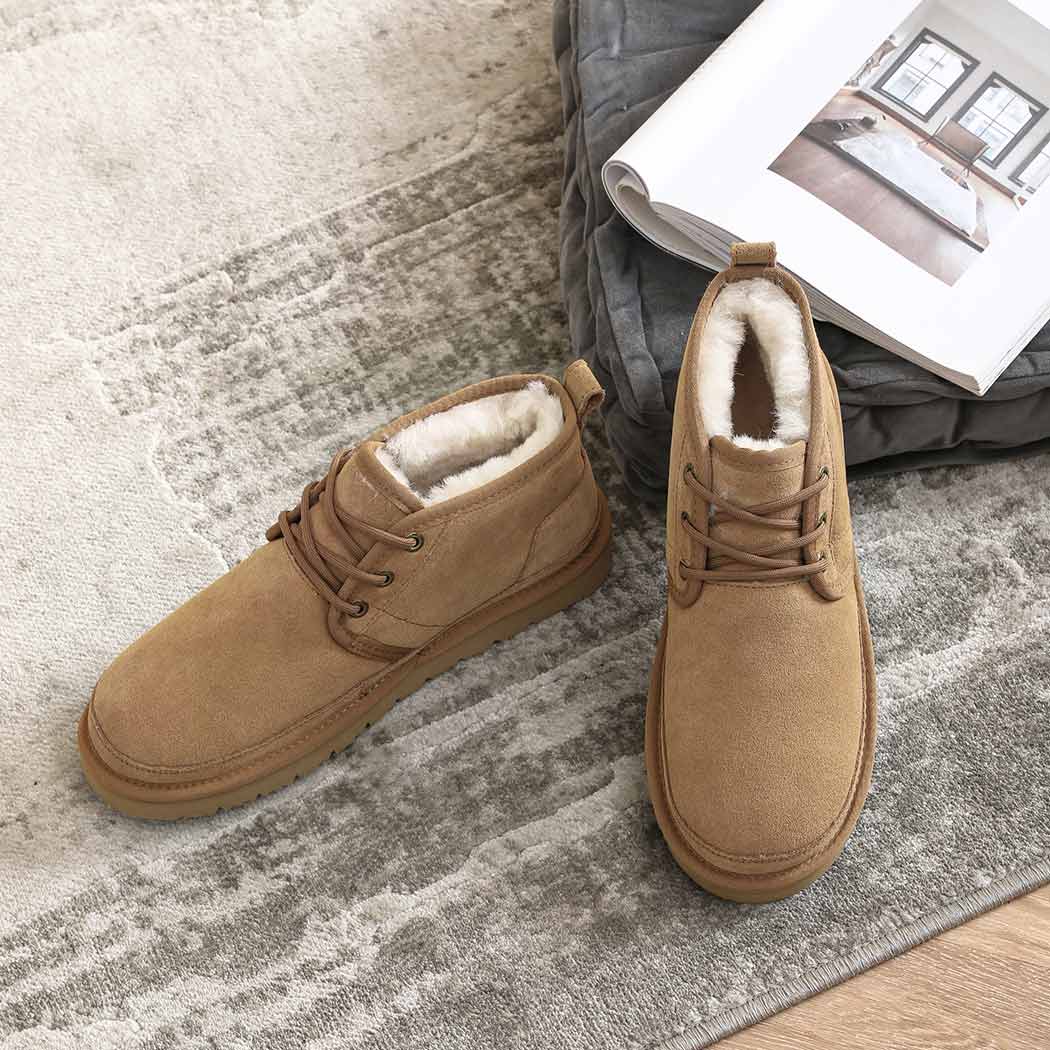 AUSTRALIAN SHEPHERD® UGG Boots Men Sheepskin Wool Lace-Up Ankle Casual Leonard AS 4007