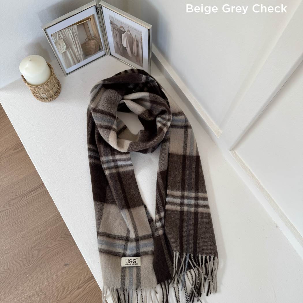 AUSTRALIAN SHEPHERD® 100% Wool Check Scarf Snovia AS 8003