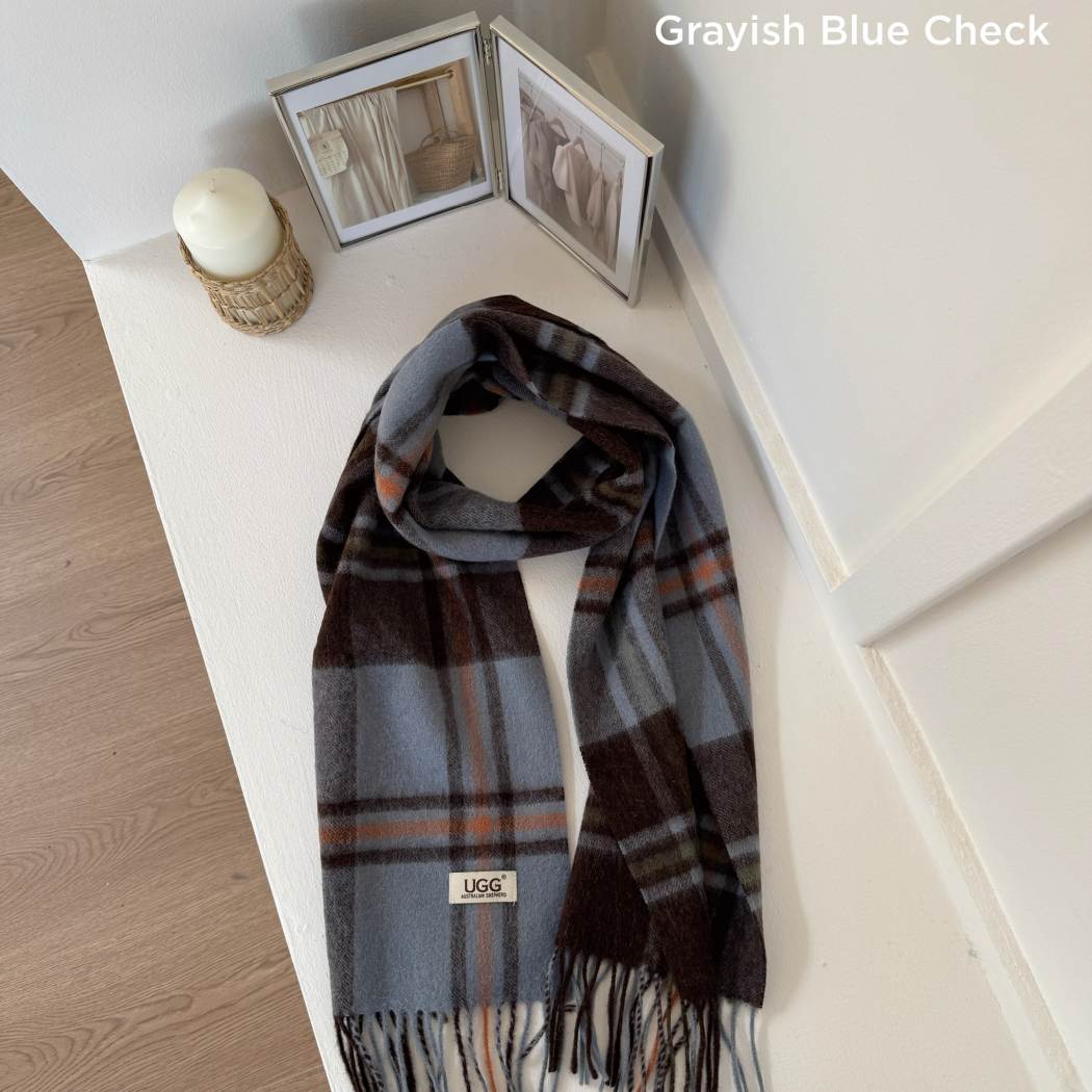 AUSTRALIAN SHEPHERD® 100% Wool Check Scarf Snovia AS 8003