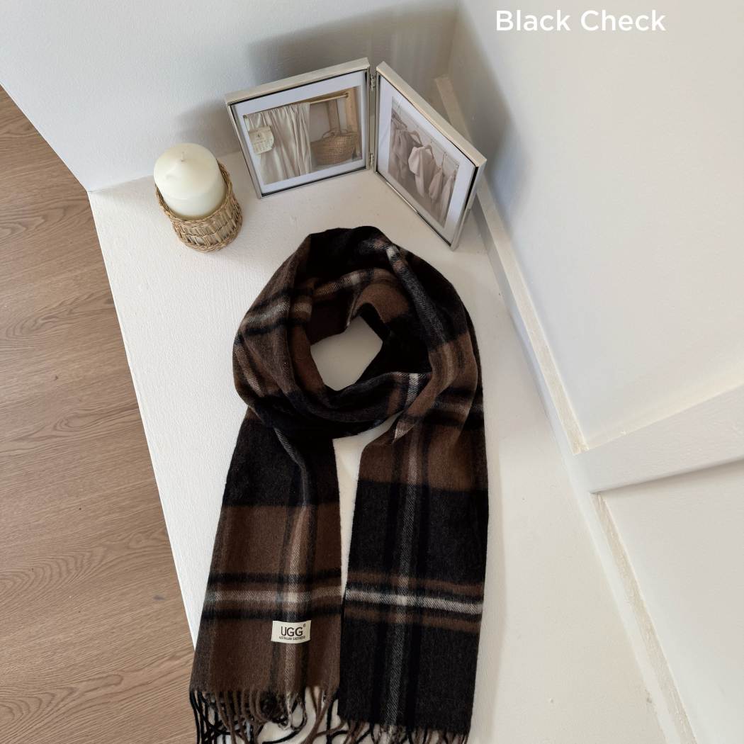 AUSTRALIAN SHEPHERD® 100% Wool Check Scarf Snovia AS 8003