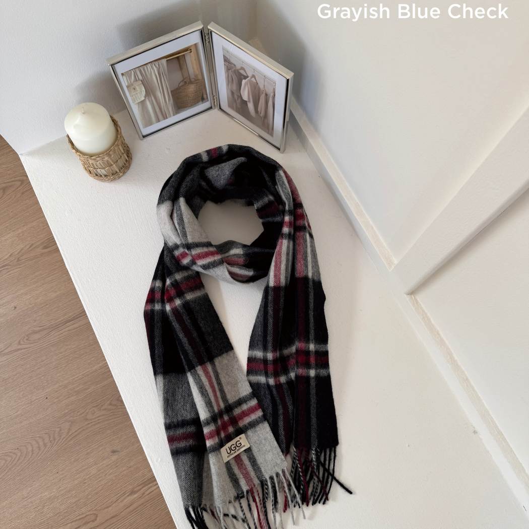 AUSTRALIAN SHEPHERD® 100% Wool Check Scarf Snovia AS 8003