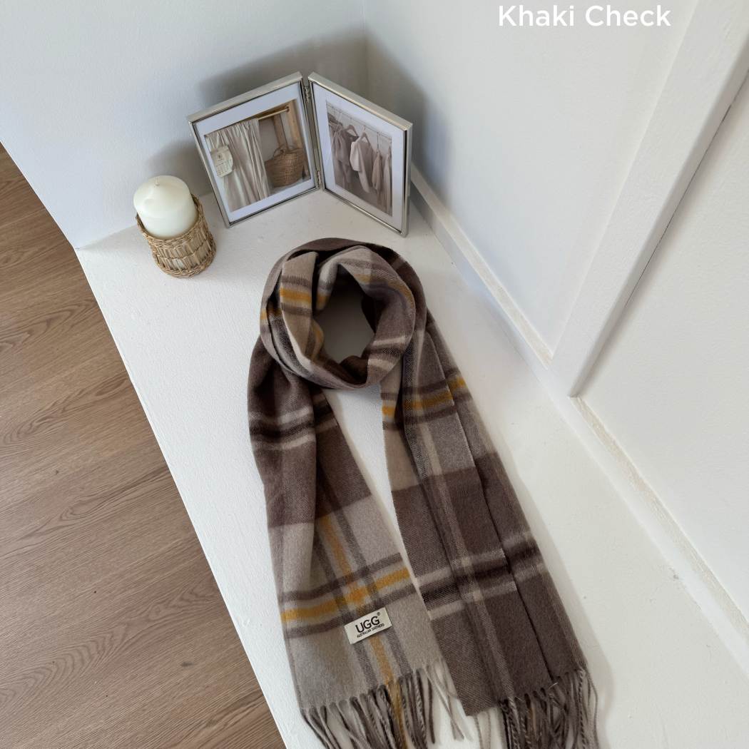 AUSTRALIAN SHEPHERD® 100% Wool Check Scarf Snovia AS 8003