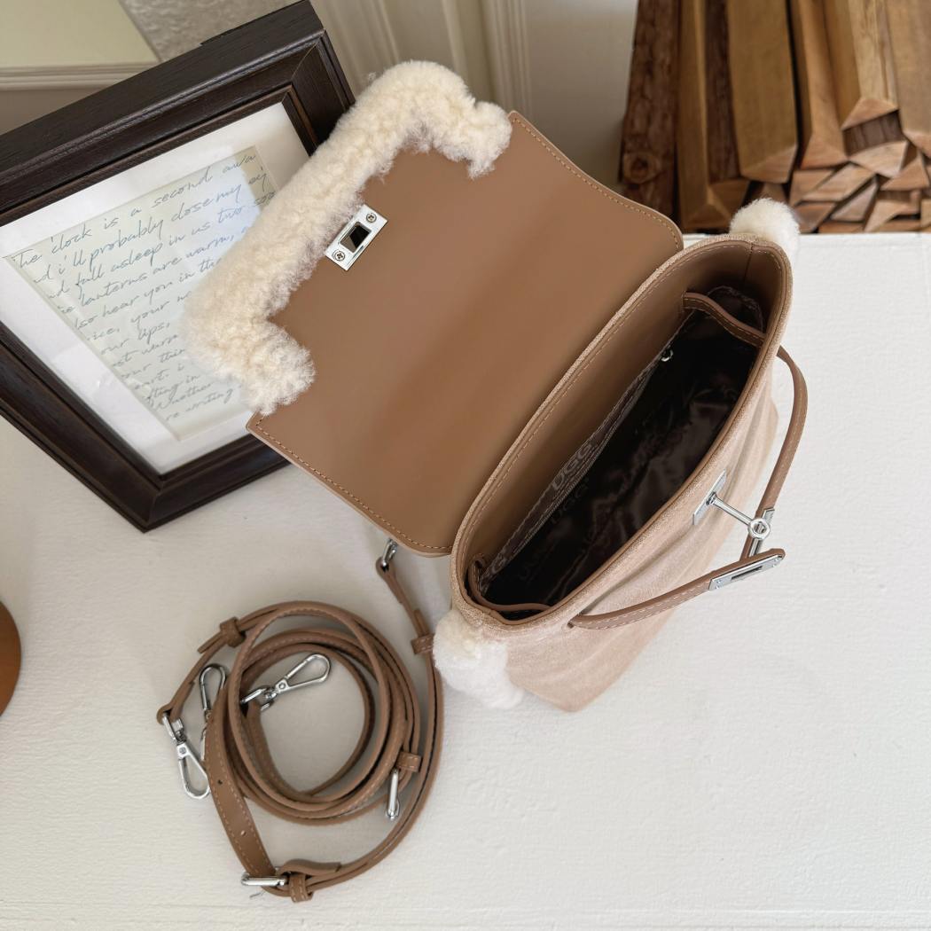 AUSTRALIAN SHEPHERD® Kenny Fluffy Wool Adjustable Strap Shoulder Bag ASA 034