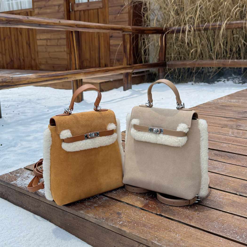 AUSTRALIAN SHEPHERD® Kenny Fluffy Wool Adjustable Strap Shoulder Bag ASA 034