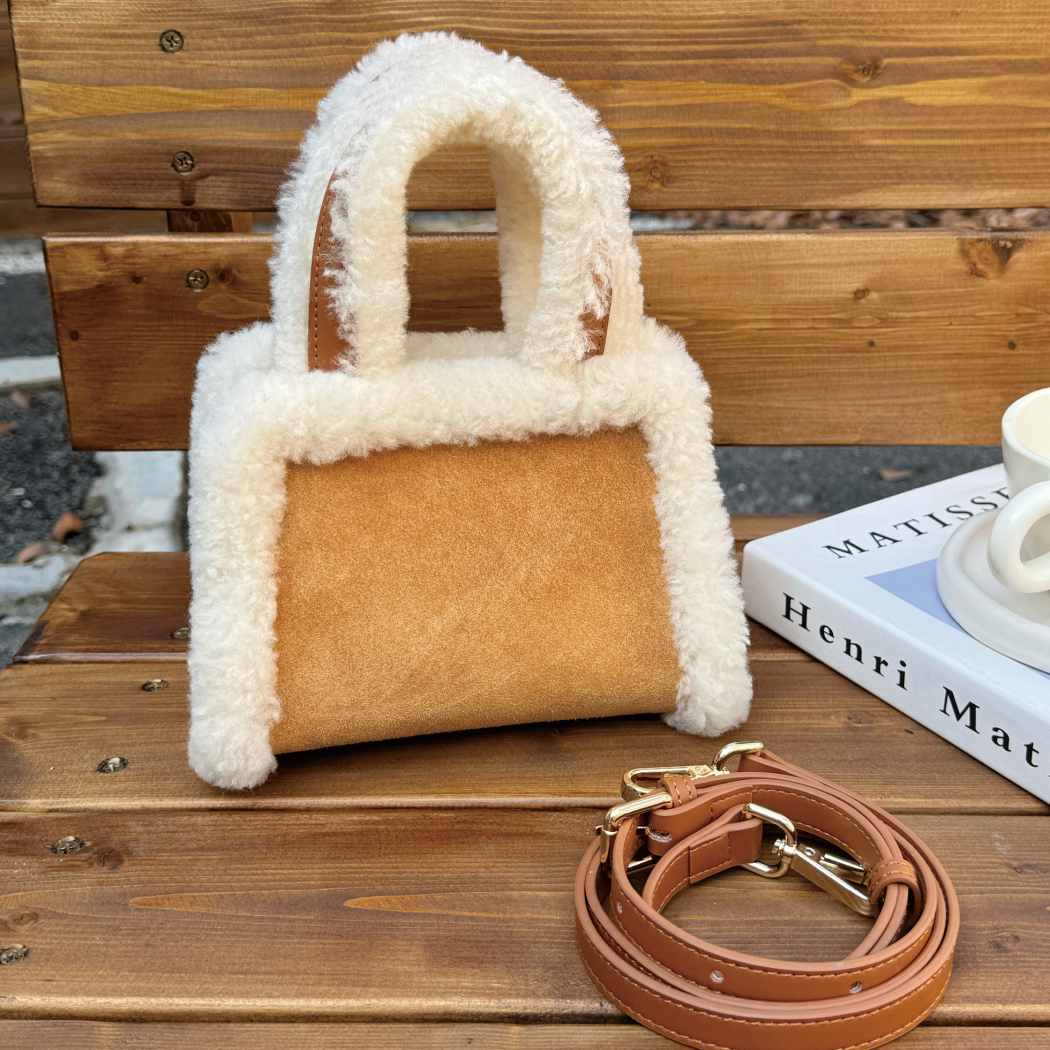 Australian Shepherd Women Fluffy Shearling Strap Shoulder Bag ASA 045