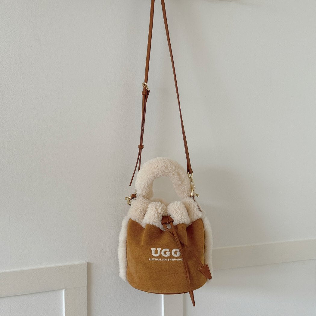 AUSTRALIAN SHEPHERD® Women Fluffy Wool Shoulder Bucket Bag ASA 054
