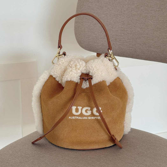 AUSTRALIAN SHEPHERD® Women Fluffy Wool Shoulder Bucket Bag ASA 054