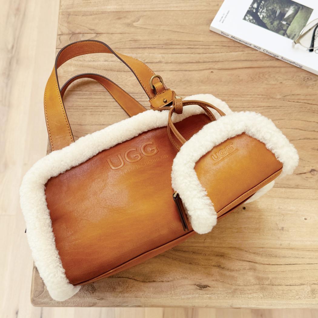 AUSTRALIAN SHEPHERD® Women Frothie Barrel Leather & Wool Crossbody Tote Bag ASA 066