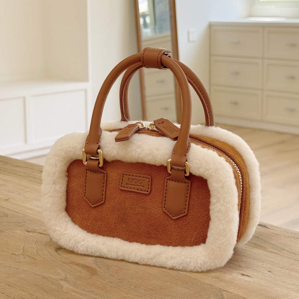 AUSTRALIAN SHEPHERD® Mirelle Crossbody Bag Suede & Wool Trim Mini Tote ASA 068