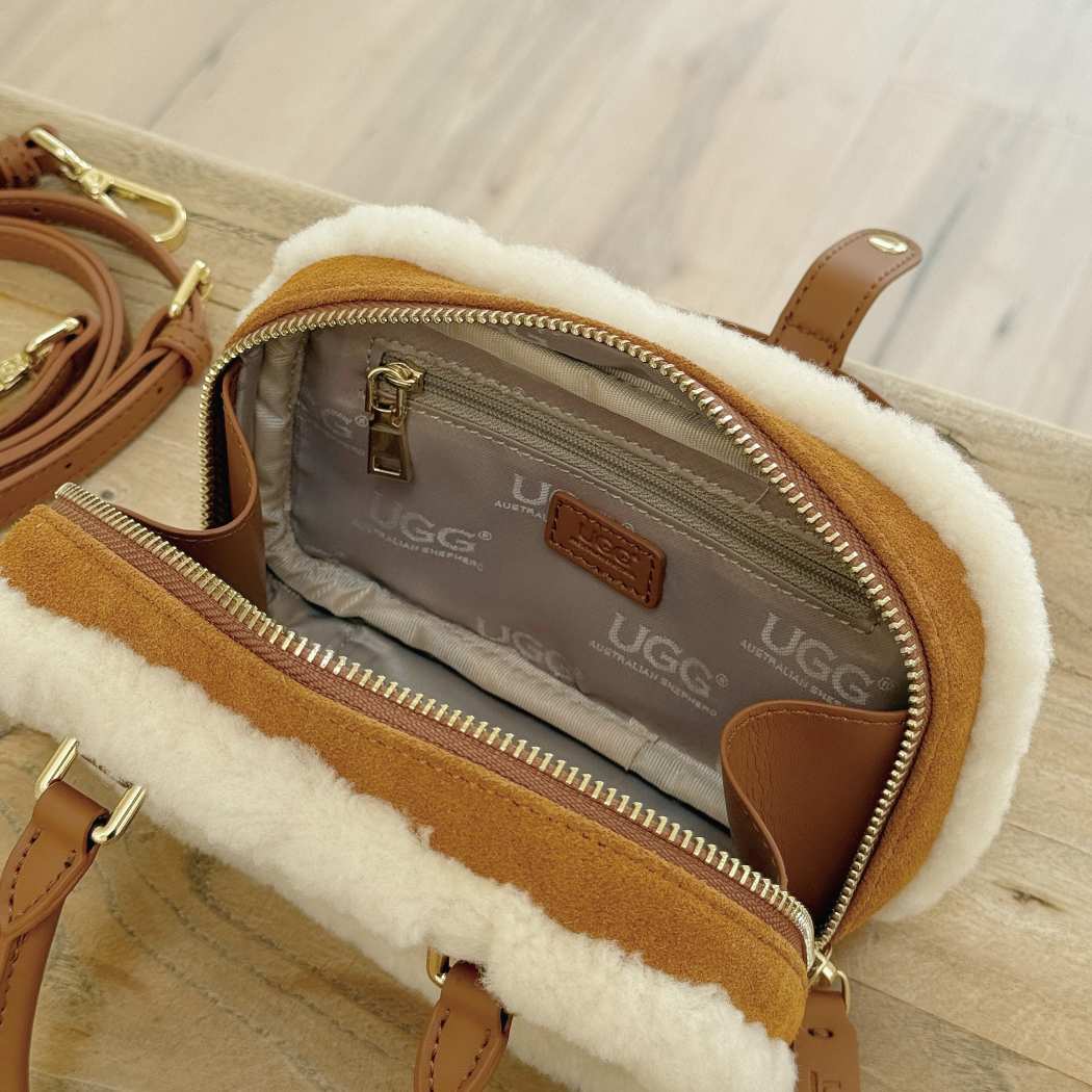 AUSTRALIAN SHEPHERD® Mirelle Crossbody Bag Suede & Wool Trim Mini Tote ASA 068