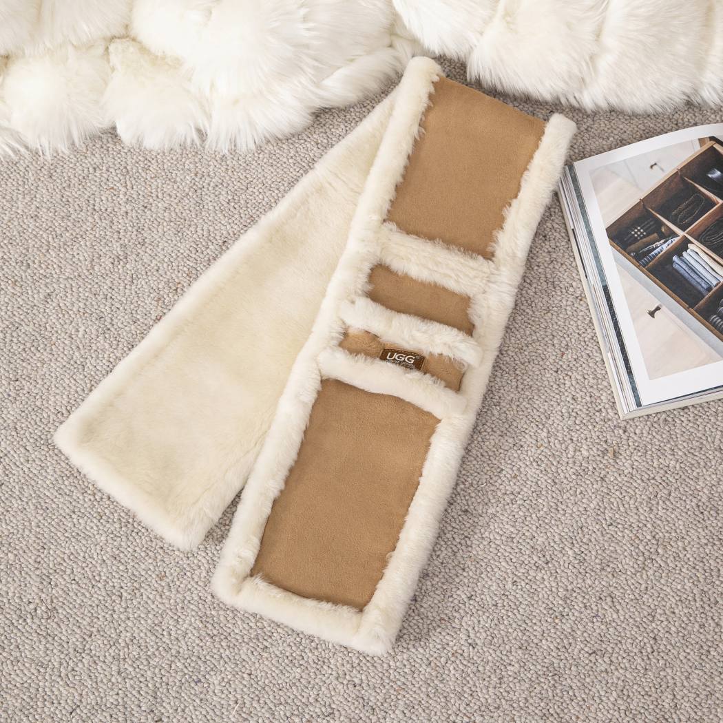 AUSTRALIAN SHEPHERD® Fluffy Sheepskin Wool Shearling Lined Scarf Puni ASZ 017