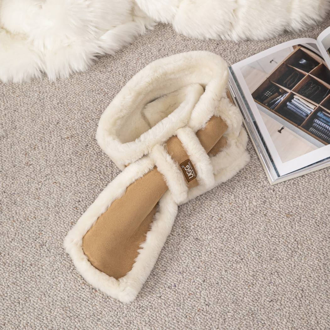 AUSTRALIAN SHEPHERD® Fluffy Sheepskin Wool Shearling Lined Scarf Puni ASZ 017