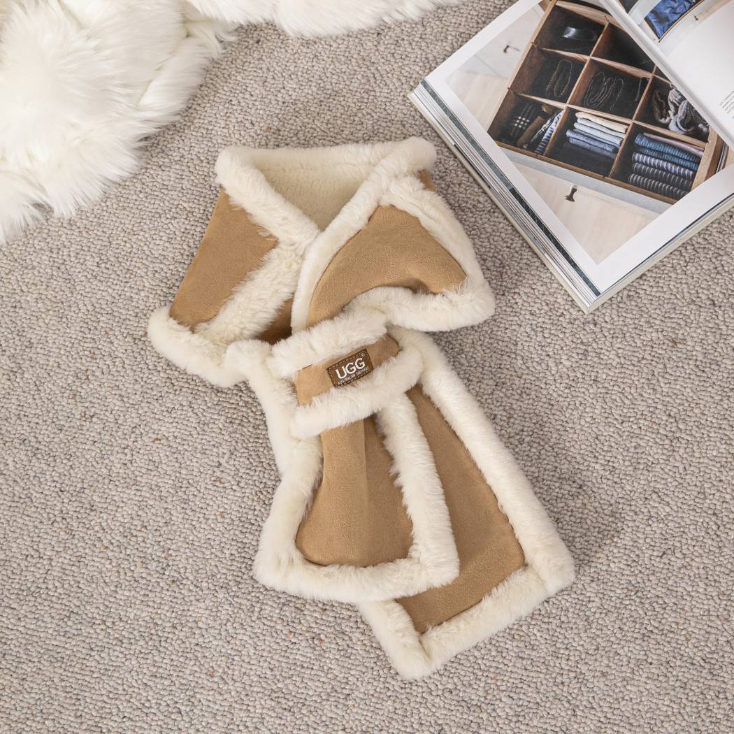 AUSTRALIAN SHEPHERD® Fluffy Sheepskin Wool Shearling Lined Scarf Puni ASZ 017