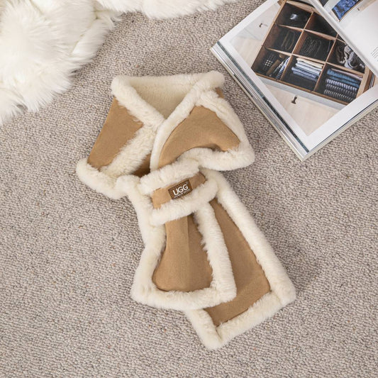 AUSTRALIAN SHEPHERD® Fluffy Sheepskin Wool Shearling Lined Scarf Puni ASZ 017
