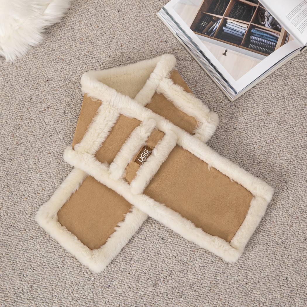 AUSTRALIAN SHEPHERD® Fluffy Sheepskin Wool Shearling Lined Scarf Puni ASZ 017