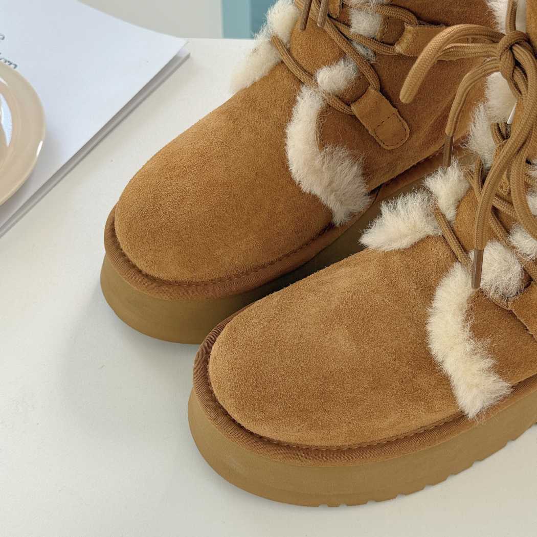 AUSTRALIANSHEPHERD_UGG Boots Sheepskin Wool LaceUp Platform Short Brunor AS31161