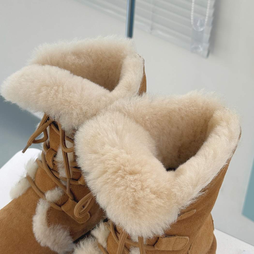 AUSTRALIAN SHEPHERD Sheepskin Wool Lace-Up Platform UGG Boots AS 3116