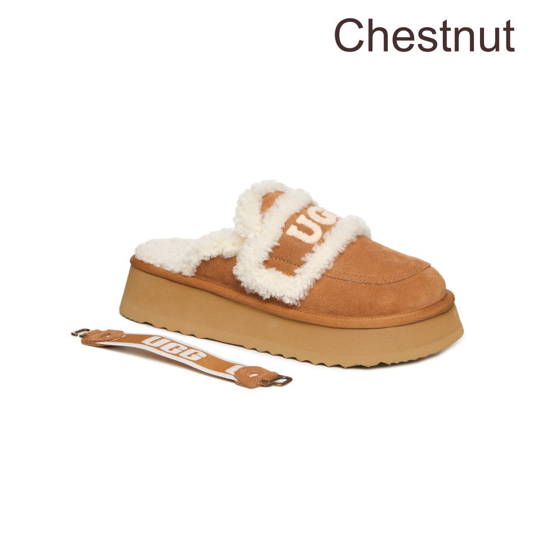 DK UGG Women Erin detachable strap Platform Scuff Slipper 162