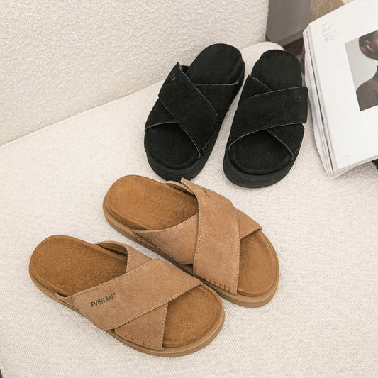 EVERAU® Adjustable Crossover Slip-on Summer Slides Lilac EA 2042