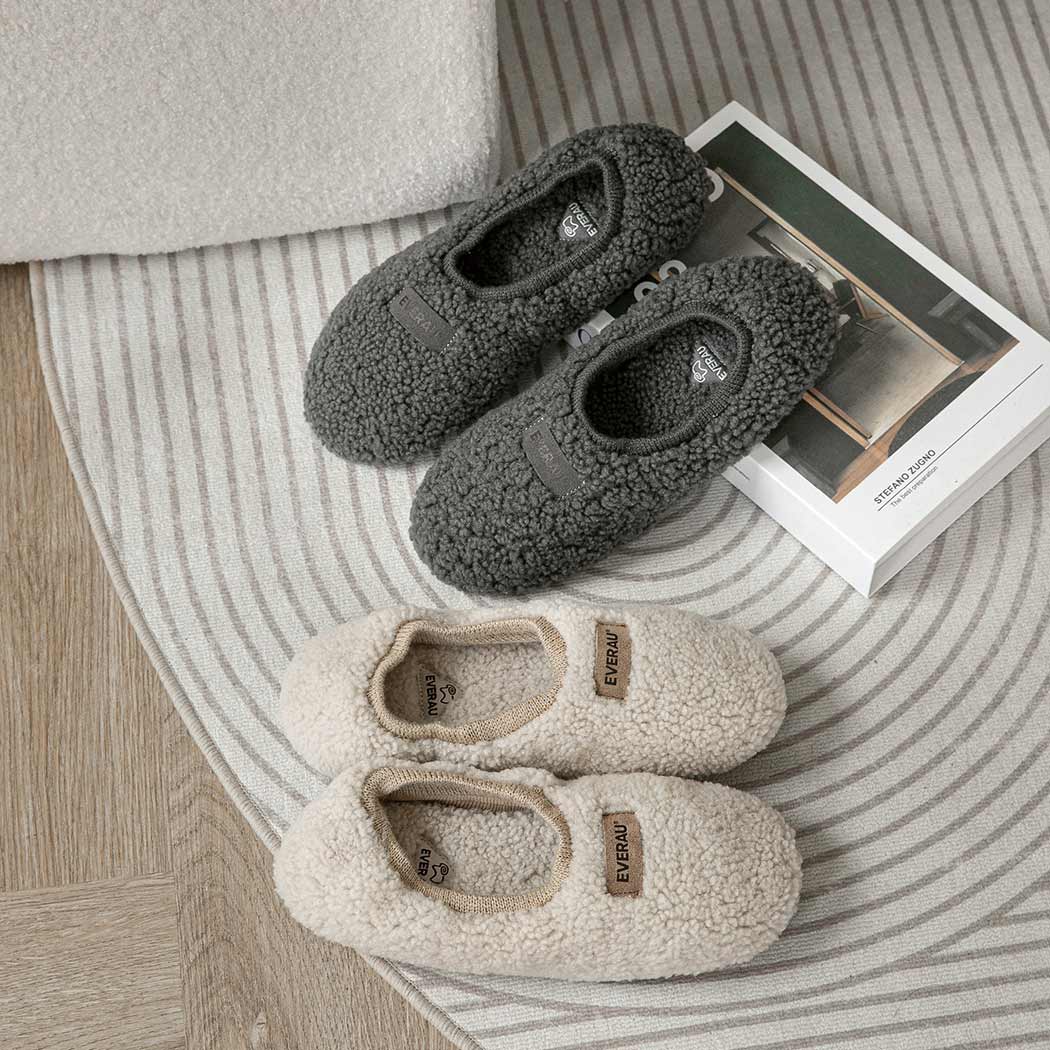 EVERAU® UGG Slippers Women Curly Sheepskin Wool Elastic Lucina EA 2055