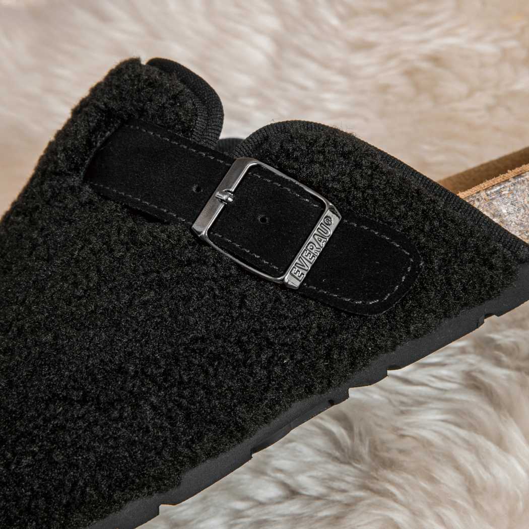 EVERAU® UGG Women Shearling Buckle Sandal Slides Greta EA 2057