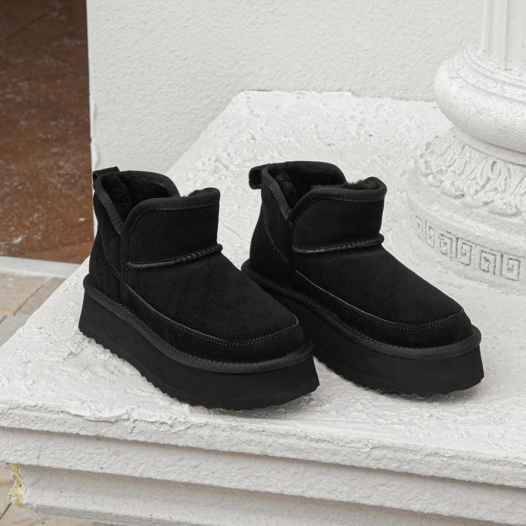 EVERAU® UGG Boots Sheepskin Wool Ankle Platform Vesper EA 3170