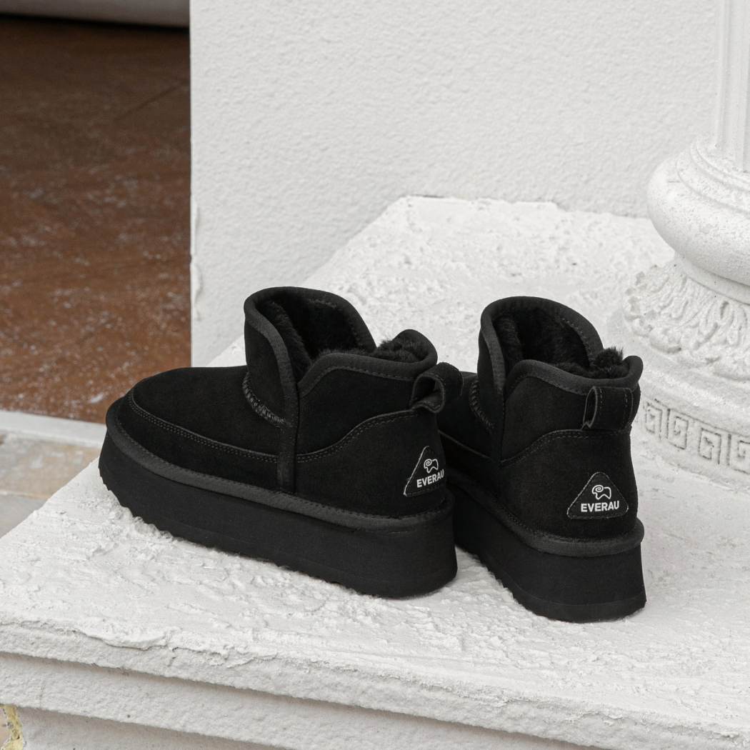 EVERAU® UGG Boots Sheepskin Wool Ankle Platform Vesper EA 3170