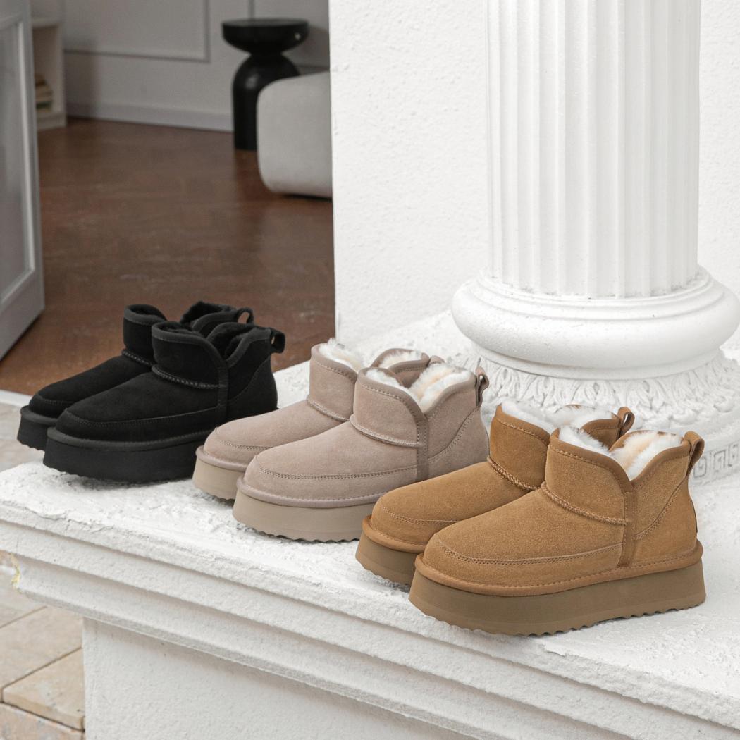 EVERAU® UGG Boots Sheepskin Wool Ankle Platform Vesper EA 3170