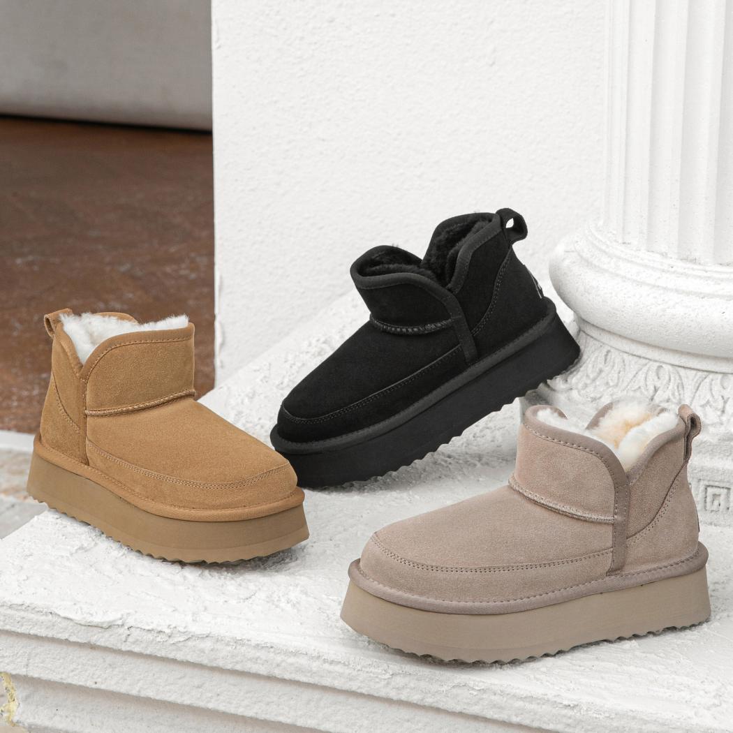 EVERAU® UGG Boots Sheepskin Wool Ankle Platform Vesper EA 3170