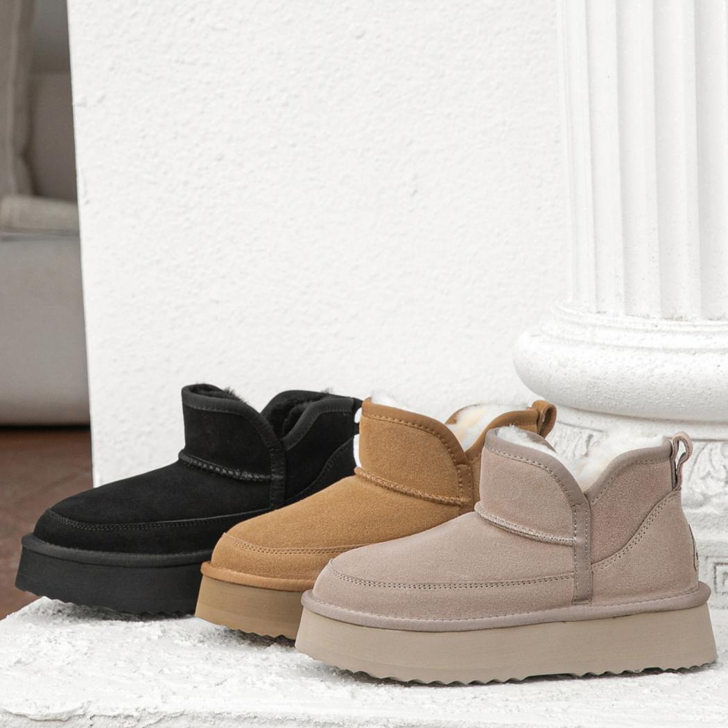 EVERAU® UGG Boots Sheepskin Wool Ankle Platform Vesper EA 3170