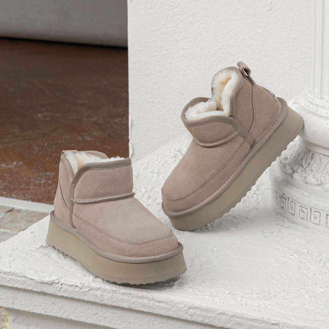 EVERAU® UGG Boots Sheepskin Wool Ankle Platform Vesper EA 3170