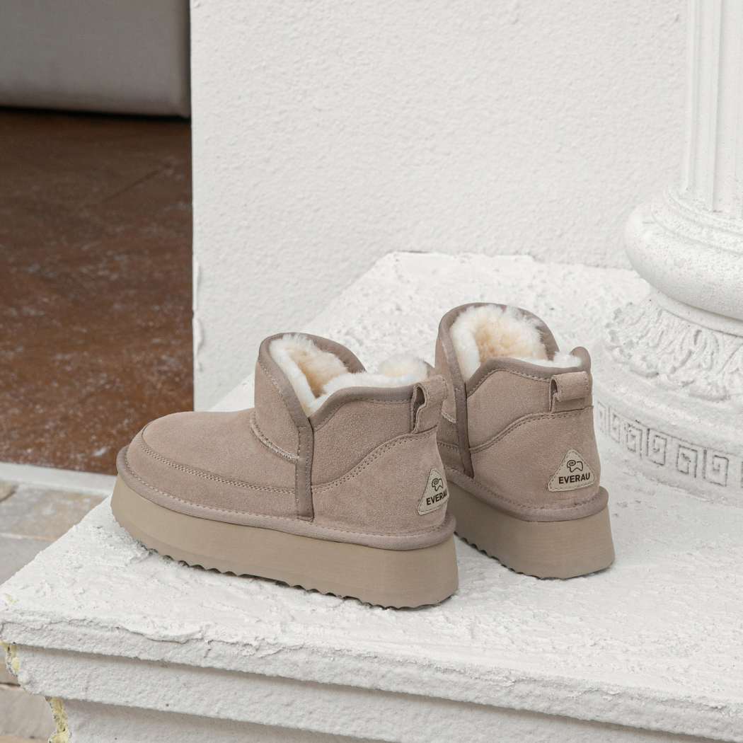 EVERAU® UGG Boots Sheepskin Wool Ankle Platform Vesper EA 3170