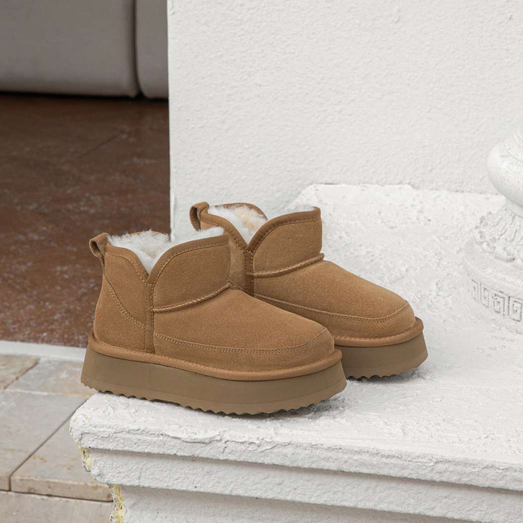 EVERAU® UGG Boots Sheepskin Wool Ankle Platform Vesper EA 3170