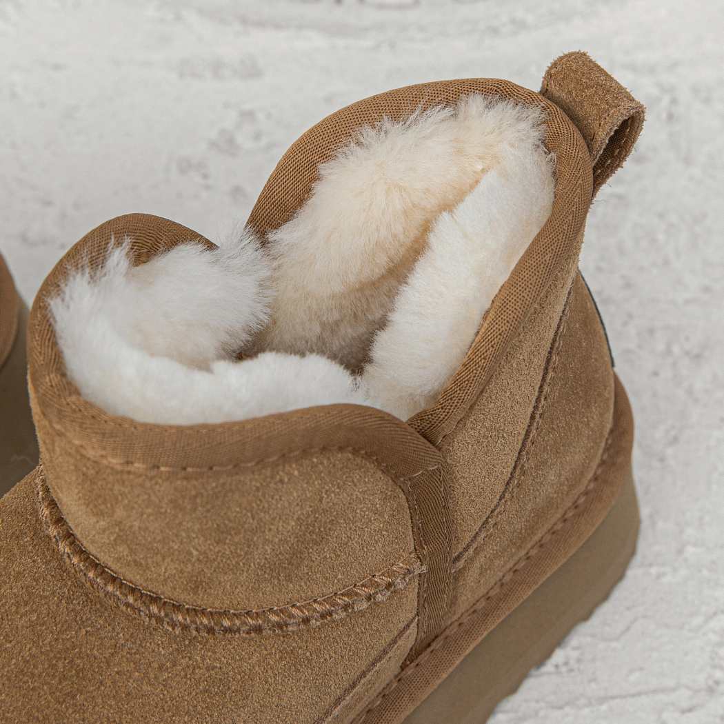 EVERAU® UGG Boots Sheepskin Wool Ankle Platform Vesper EA 3170