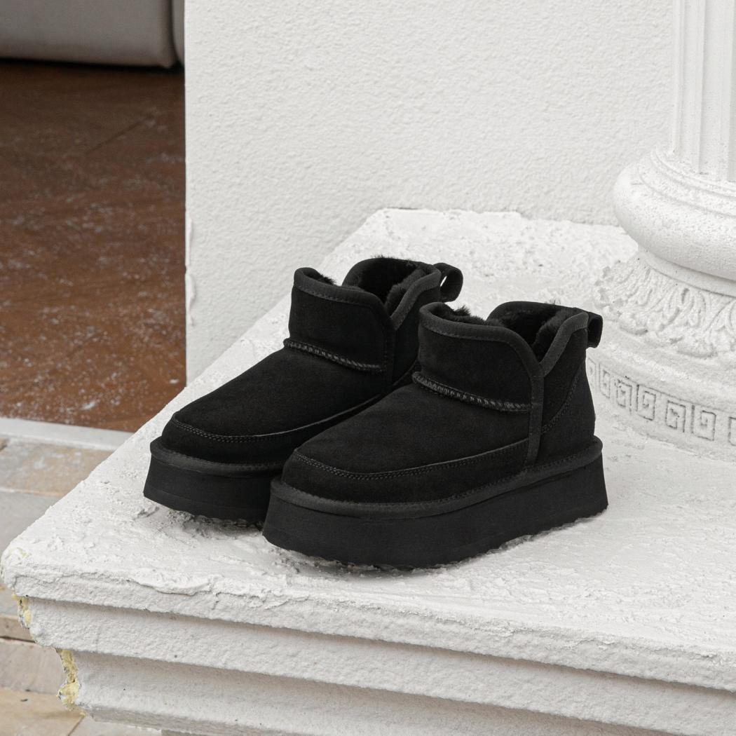 EVERAU® UGG Boots Sheepskin Wool Ankle Platform Vesper EA 3170