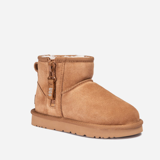 OZWEAR UGG Kids Easy On Mini Zip Boots Chestnut OB867K