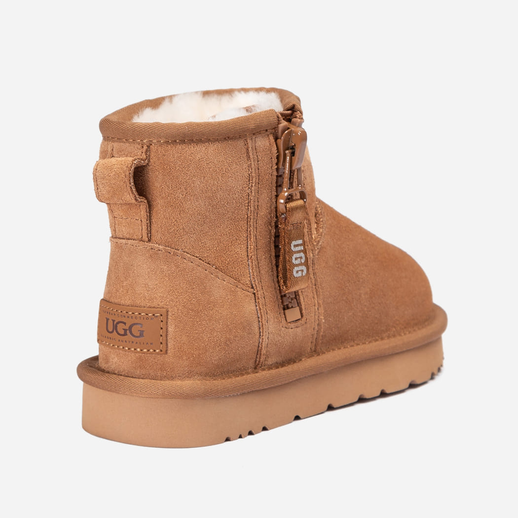 OZWEAR UGG Kids Easy On Mini Zip Boots Chestnut OB867K