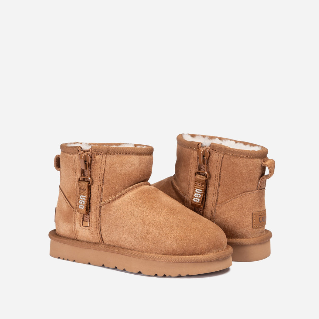 OZWEAR UGG Kids Easy On Mini Zip Boots Chestnut OB867K