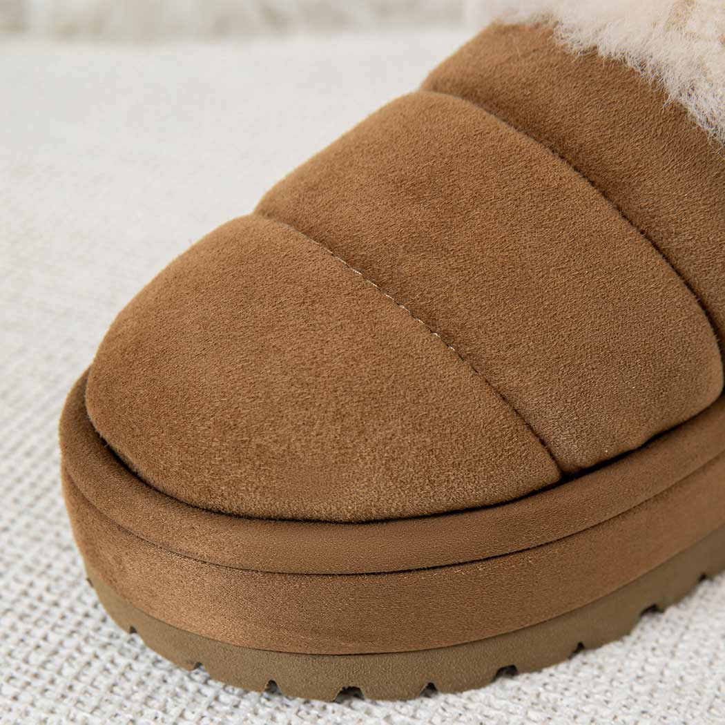 UGG EVERAU® UGG Slippers Women Sheepskin Wool Collar Ankle Platform Ulrika UEA 2002