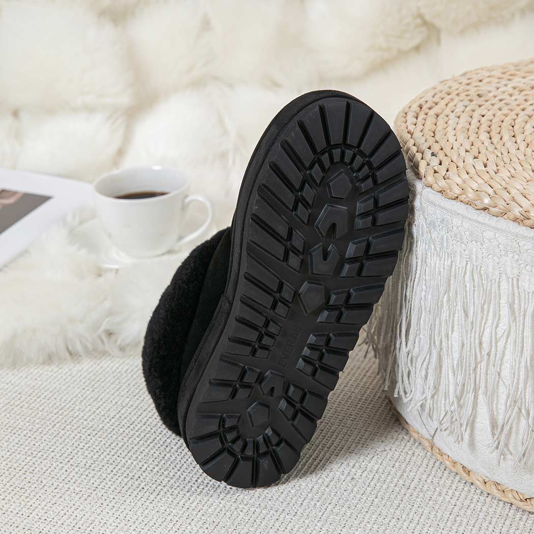 UGG EVERAU® UGG Slippers Women Sheepskin Wool Collar Ankle Platform Ulrika UEA 2002