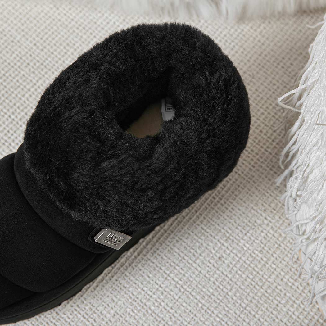 UGG EVERAU® UGG Slippers Women Sheepskin Wool Collar Ankle Platform Ulrika UEA 2002