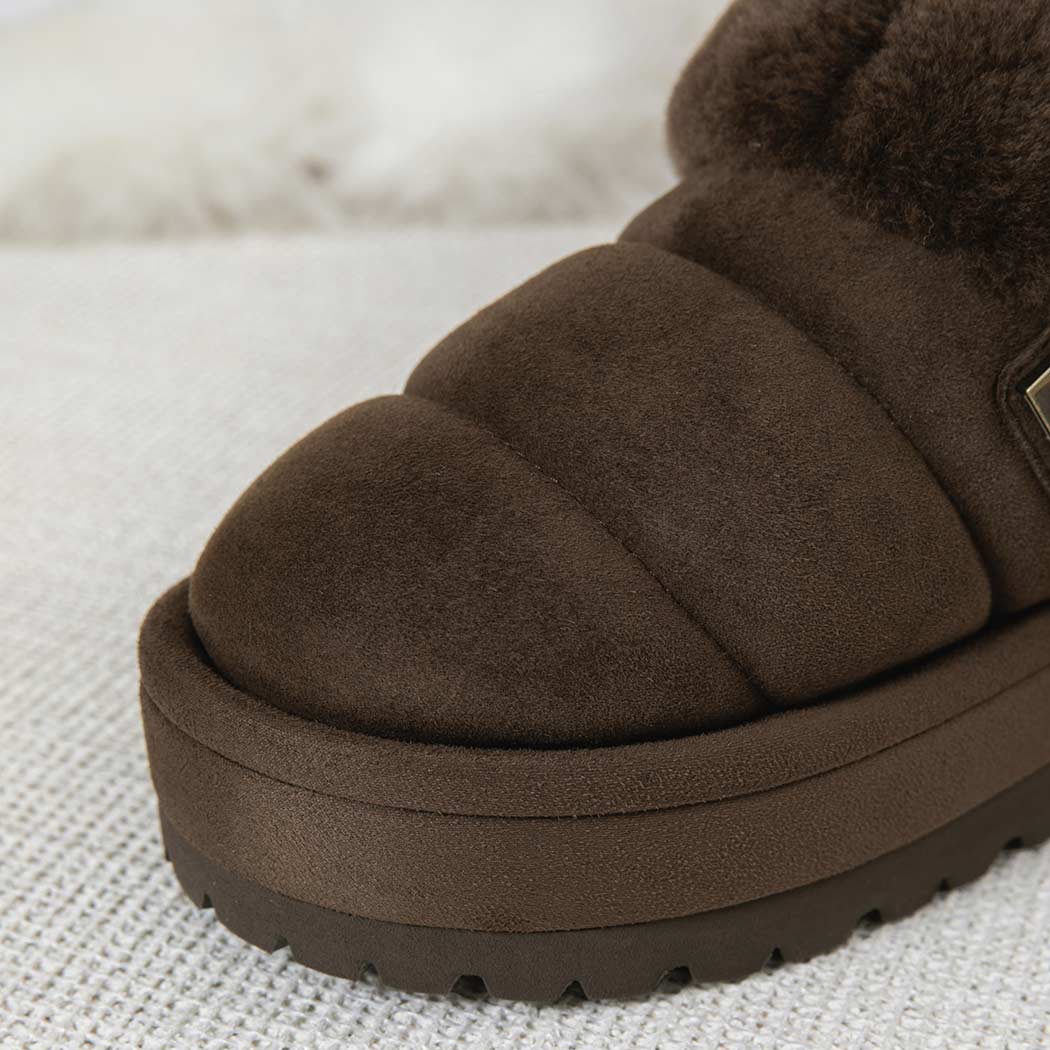UGG EVERAU® UGG Slippers Women Sheepskin Wool Collar Ankle Platform Ulrika UEA 2002