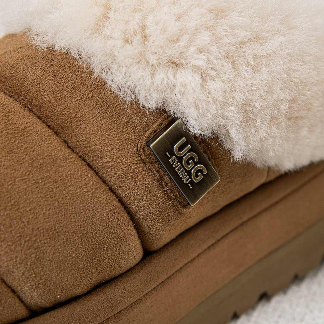 UGG EVERAU® UGG Slippers Women Sheepskin Wool Collar Ankle Platform Ulrika UEA 2002