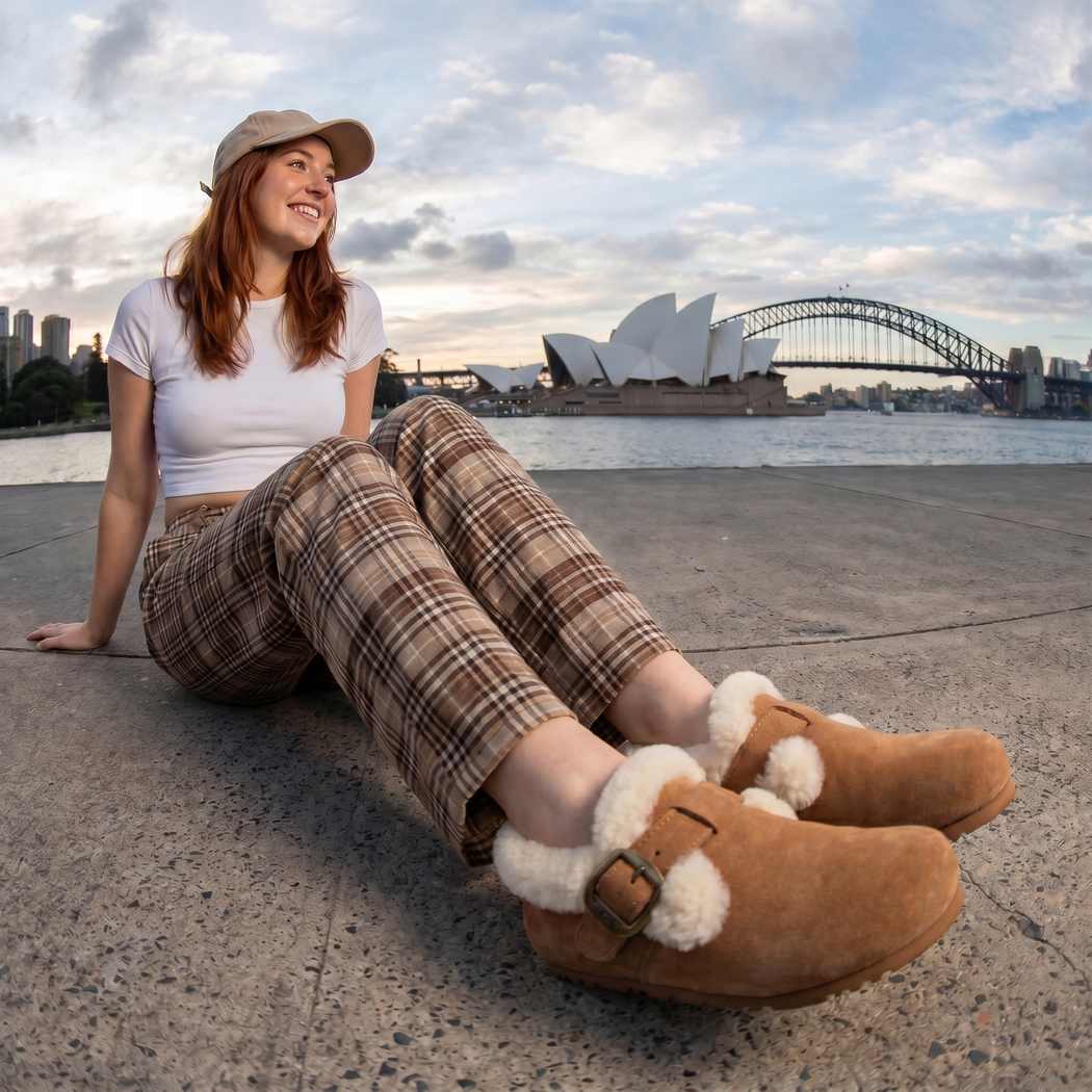 OZWEAR UGG Women's Wool  Suede Sheepskin Mary Janes OB1039