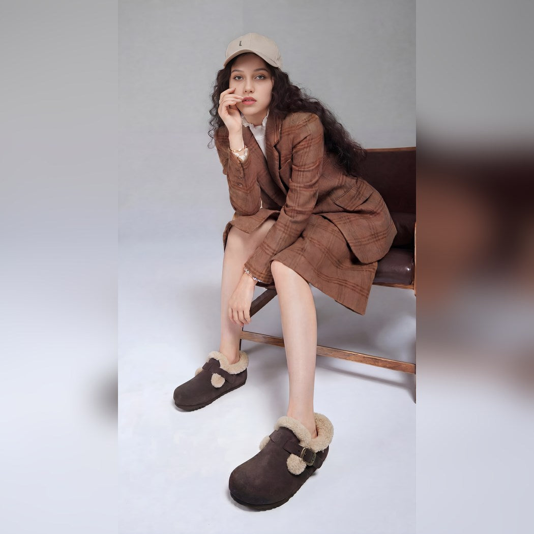 OZWEAR UGG Women's Wool  Suede Sheepskin Mary Janes OB1039