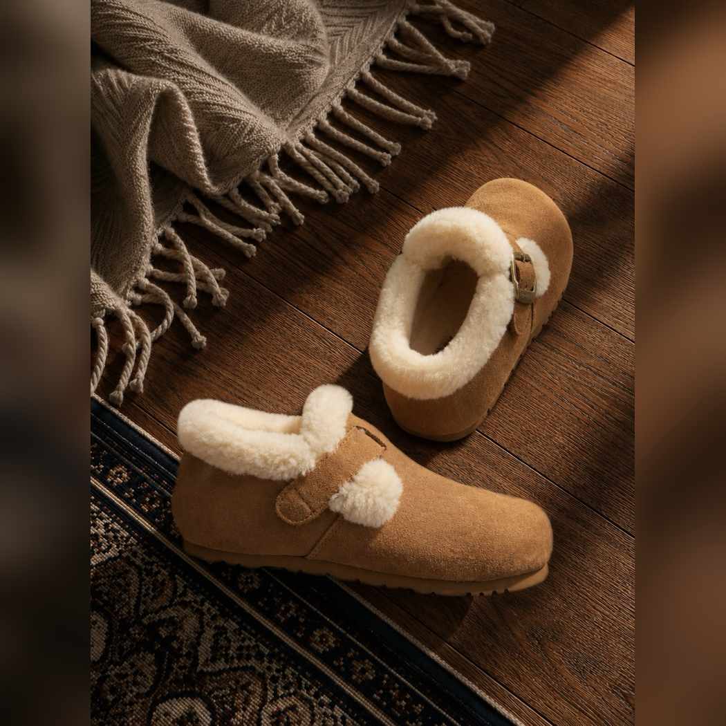 OZWEAR UGG Women's Wool  Suede Sheepskin Mary Janes OB1039