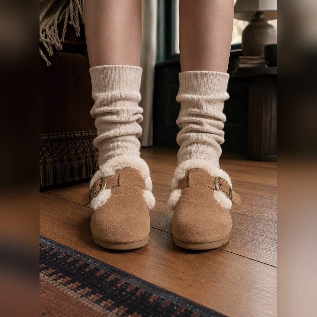 OZWEAR UGG Women's Wool  Suede Sheepskin Mary Janes OB1039