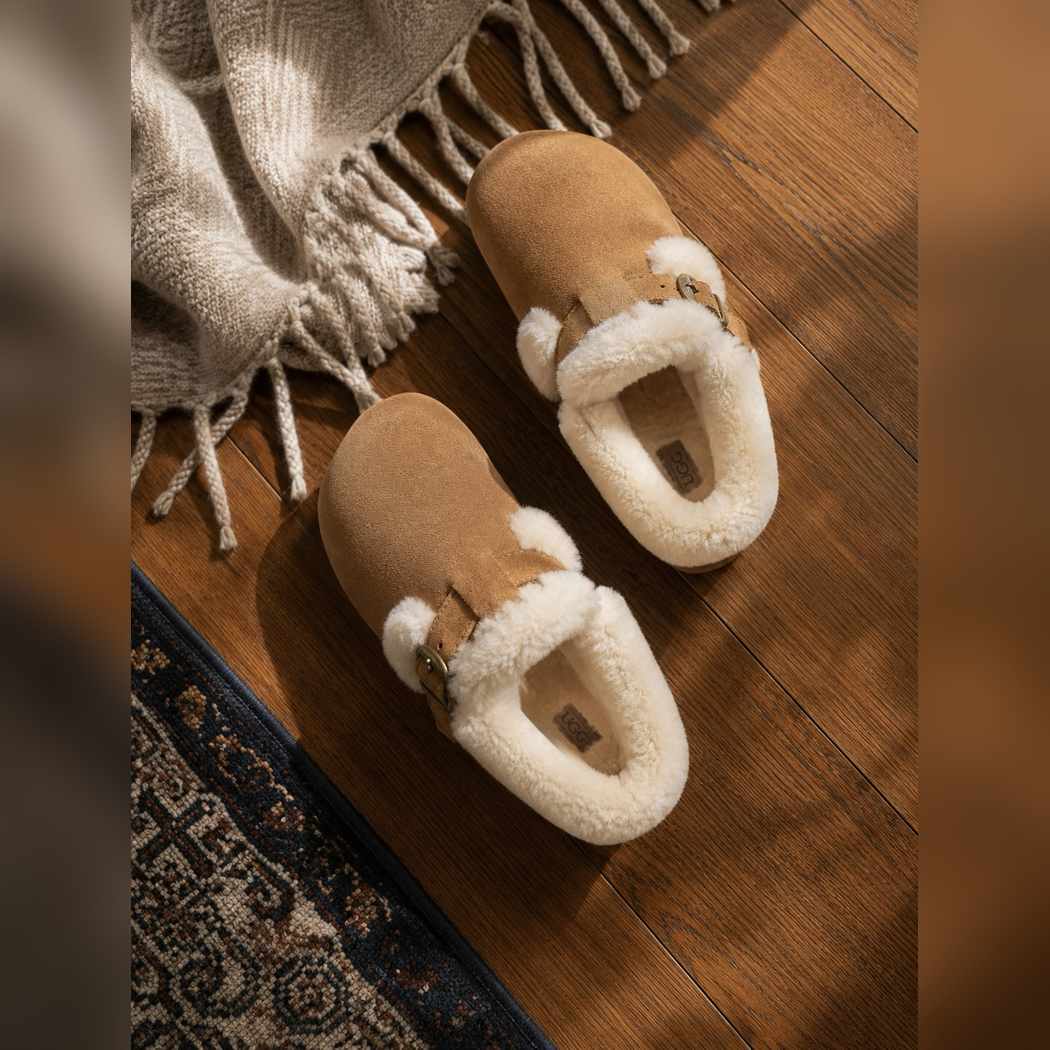 OZWEAR UGG Women's Wool  Suede Sheepskin Mary Janes OB1039